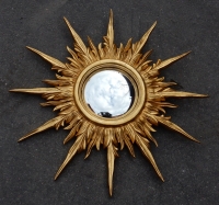 1950/70 &#039; Miroir soleil Convexe,Bois Doré 69 cm