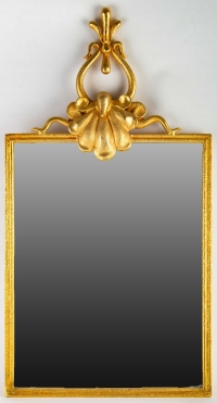 Miroir en bronze doré, signé Georges Mathias pour Fondica Paris , année 1980.