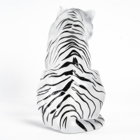Sculpture &quot;Tigre&quot; cristal blanc émaillé noir de LALIQUE FRANCE - neuf en coffret avec certificat