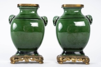 Théodore DECK (1823 - 1891) Paire de Vases Miniatures, circa 1870