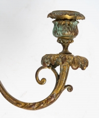 Paire d&#039;appliques en bronze et émail, XIXème siècle