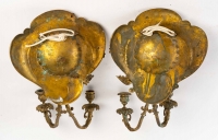 Paire d&#039;appliques en bronze et émail, XIXème siècle