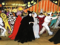 GRUAU René Ecole Française Le carnaval de Venise Huile sur toile signée Certificat d’authenticité