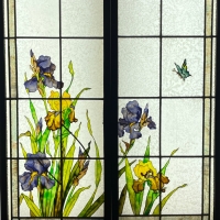 Vitrail vitraux aux iris et capucines
