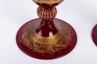 2 Vases Venise rouges et or fin 19e siècle