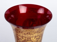 2 Vases Venise rouges et or fin 19e siècle