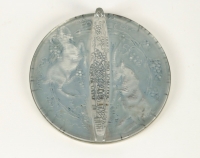 RENE LALIQUE (1860-1945) Miroir rond circulaire «Deux chèvres»