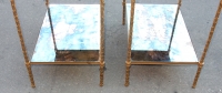 1970&#039; Paire d  Etagéres Montants Palmiers en Bronze Doré Style Maison Charles 64 X 40 cm