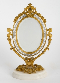 Bel ensemble en bronze doré et argent massif fin XIXème siècle