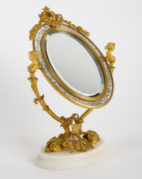 Bel ensemble en bronze doré et argent massif fin XIXème siècle