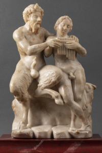 Pan et Daphnis - Groupe en albâtre du 16e siècle