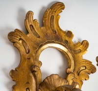 Importante paire d’appliques du XIXème siècle en bois doré, époque Napoléon III