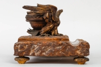 Encrier en marbre et bronze doré du XIXème siècle