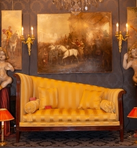 Important Sofa ou Paumier en acajou et placage d’acajou d’époque Empire vers 1810