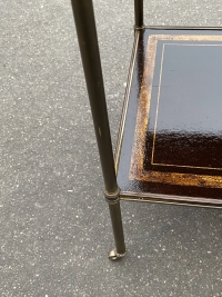 1950′ Table Maison Jansen En Bronze Patiné Avec Plateaux Laque de Chine Coromandel