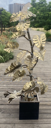 1970′ Sculpture Végétale,Philodendron Par Teychoueres Pour Maison Jansen Paris 205 H X Ø 100 cm