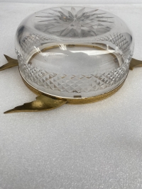 1970′ Nécessaire A Caviar Bronze Doré Et Cristal Avec Motif Esturgeon