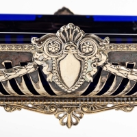 Coupe en métal argenté et cristal bleu, XIXème siècle