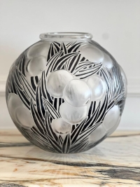 René Lalique : &quot;Oranges&quot; Vase en verre émaillé givré