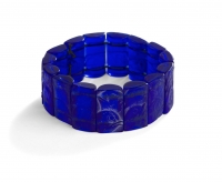 René Lalique :Bracelet &quot;Poussins&quot; verre bleu cobalt