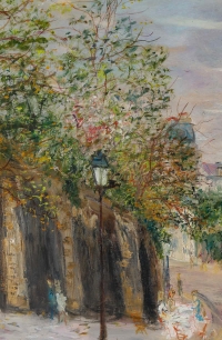 Serge Belloni  1925-2005 « Le peintre de Paris » - Une Maison Rose à Montmartre huile sur panneau vers 1970