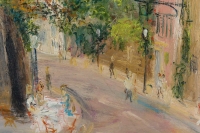 Serge Belloni  1925-2005 « Le peintre de Paris » - Une Maison Rose à Montmartre huile sur panneau vers 1970