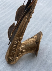 1970/80 Saxophone Et Violon En Bronze , Sculpture Signée LOHE