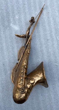 1970/80 Saxophone Et Violon En Bronze , Sculpture Signée LOHE