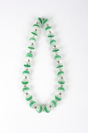 Collier « Dahlias et Plaquettes » verre blanc et verre vert de René Lalique||||||||