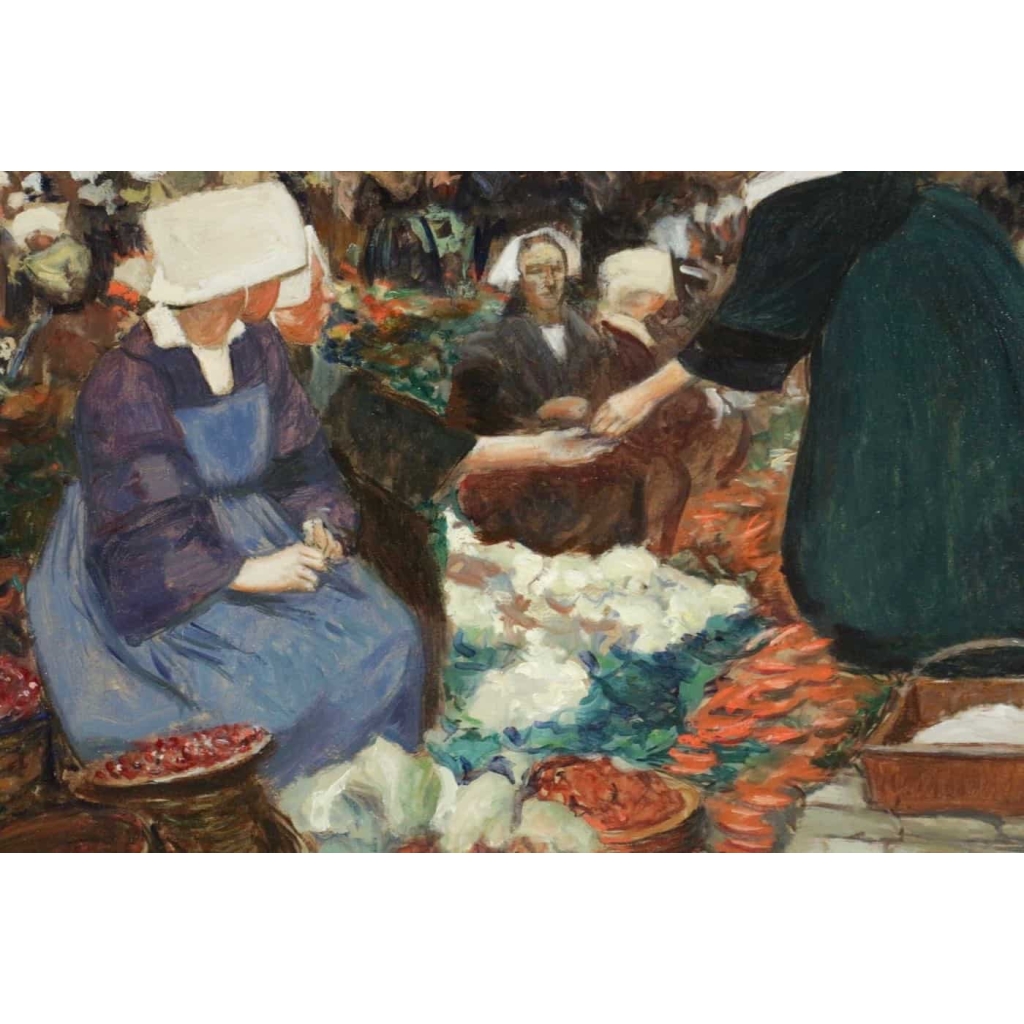 PIET Fernand (Paris 1869, 1942) Ecole Française – Vannes – La place du poids public – daté 1903 | Biron PIET Fernand (Paris 1869, 1942) Ecole Française - Vannes - La place du poids public - daté 1903