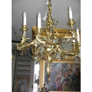 Lustre en bronze doré signé LUPPENS du XIXème Siècle. Réf: 208 | Biron ||||||