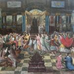 Eventail XVII ème remis au rectangle | Biron feuille eventail XVII eme siecle a