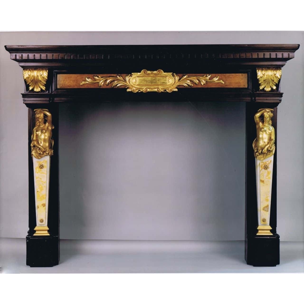 Cheminée en acajou et bronze doré. Réf: 340 | Biron |||||