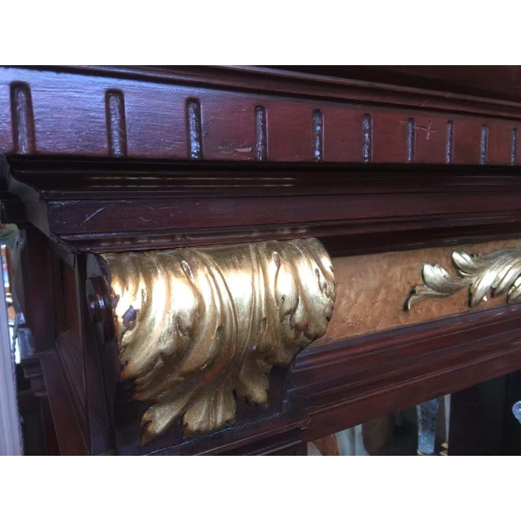 Cheminée en acajou et bronze doré. Réf: 340 | Biron Cheminée en acajou et bronze doré. Réf: 340