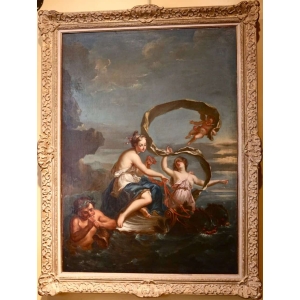 Huile sur toile "Le triomphe d'Amphitrite" fin XVIIIème siècle