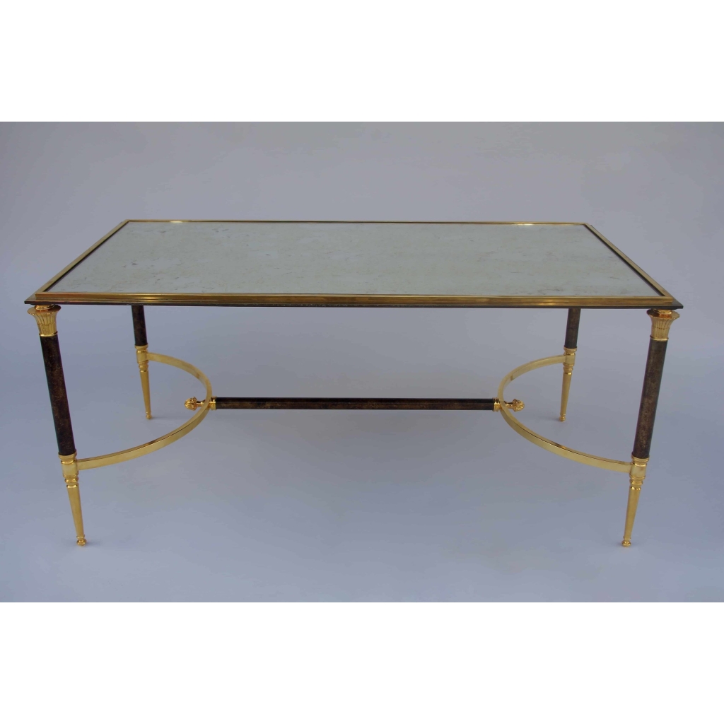 Table basse en métal argenté et doré de la maison Jansen, circa 1970 | Biron ||