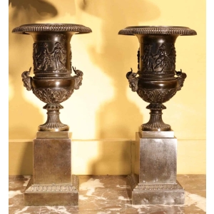 Paire de vase médicis en bronze XIXème siècle | Biron 