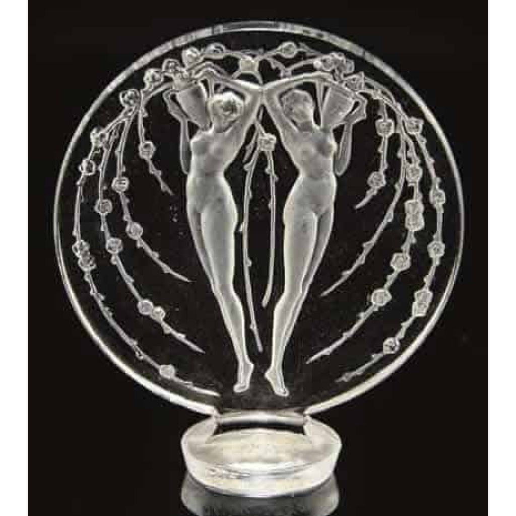 RENE LALIQUE (1860-1945) Cachet 2 figurines et fleurs | Biron ||