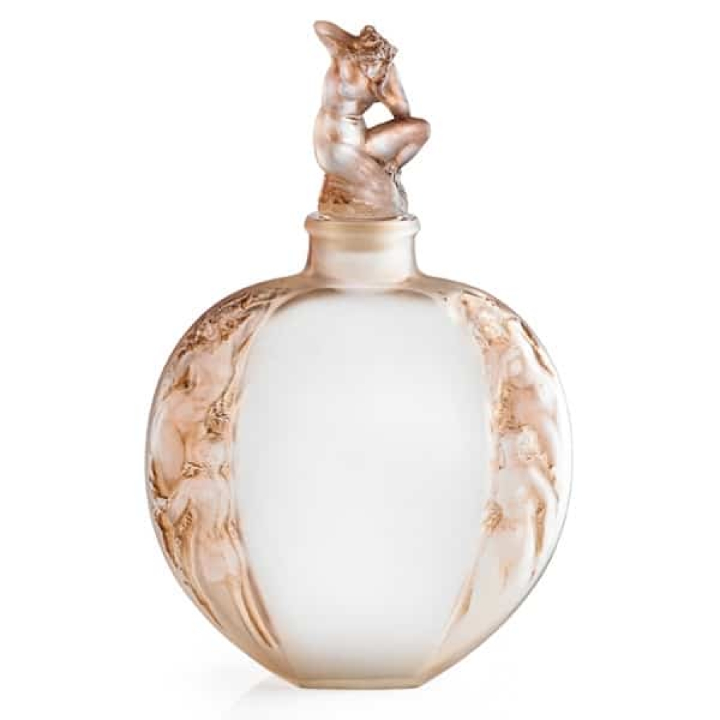 René Lalique flacon de toilette Myosotis n°2 verre blanc soufflé moulé satiné ,signé | Biron 