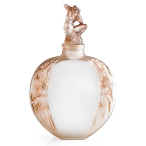 René Lalique  flacon de toilette Myosotis n°2 verre blanc soufflé moulé satiné ,signé