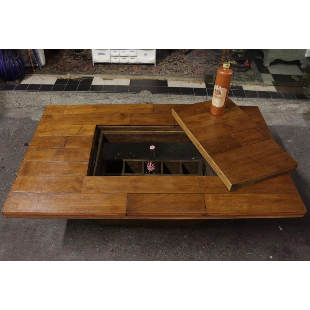 Table basse avec casier à bouteilles (création) | Biron |||||