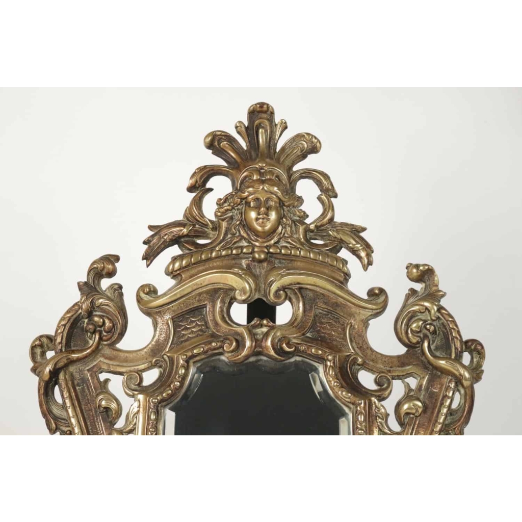 Important miroir à poser en bronze patiné du 19ème siècle | Biron Important miroir à poser en bronze patiné du 19ème siècle