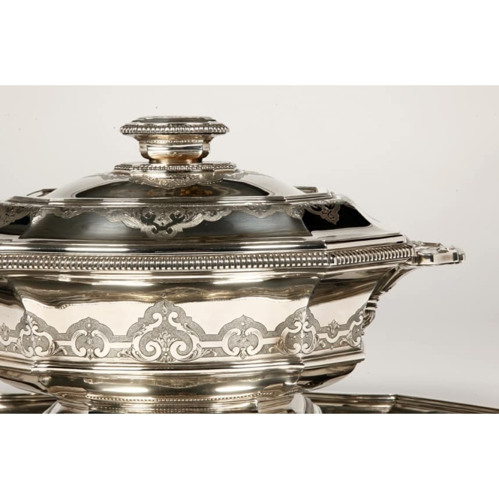 « Orfèvre ROUSSEL -Centre De Table Sur Son Dormant En Argent, Début XXe « | Biron "Orfèvre ROUSSEL -Centre De Table Sur Son Dormant En Argent, Début XXe "