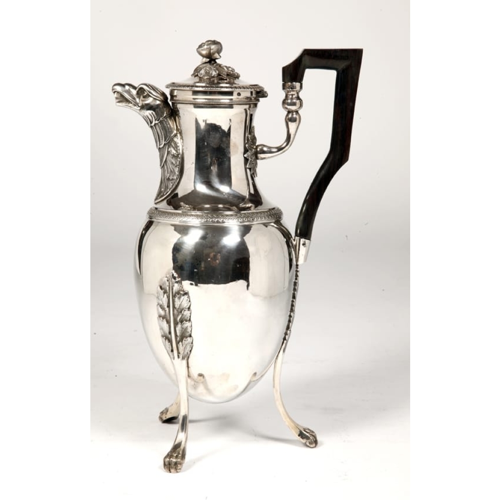 ORFEVRE J.G ROUSSEAU – VERSEUSE EN ARGENT MASSIF D’EPOQUE EMPIRE. | Biron ORFEVRE: J.G.R. - VERSEUSE EN ARGENT MASSIF D'EPOQUE EMPIRE.