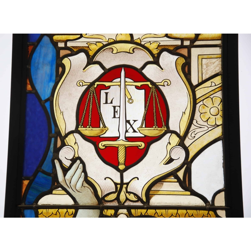 Paire De Vitraux Signés A.alleaume Laval 1911 | Biron Paire De Vitraux Signés A.alleaume Laval 1911