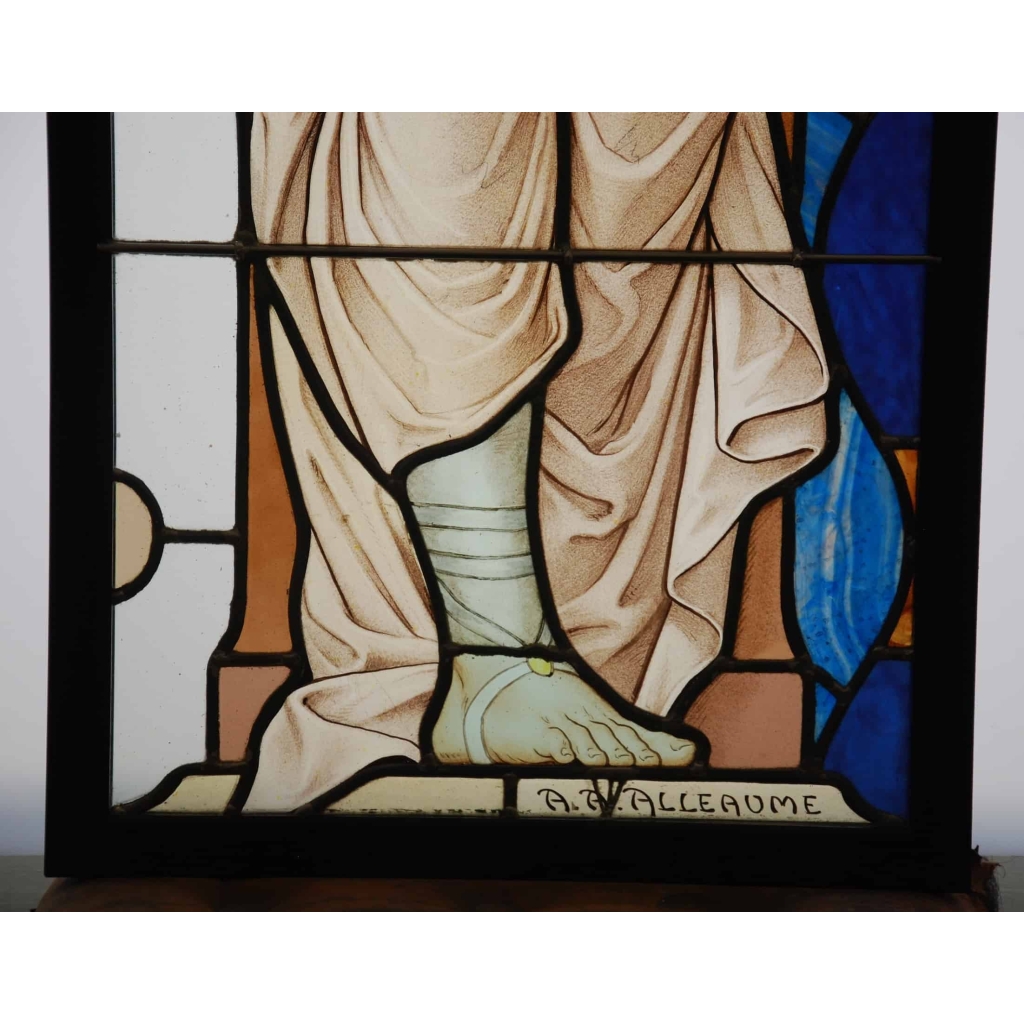 Paire De Vitraux Signés A.alleaume Laval 1911 | Biron Paire De Vitraux Signés A.alleaume Laval 1911