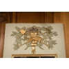 Grand Trumeau en partie du 18ème siècle en bois sculpté, doré et peint aux motifs de la richesse paysanne, miroir au mercure. | Biron Grand Trumeau en partie du 18ème siècle en bois sculpté, doré et peint aux motifs de la richesse paysanne, miroir au mercure.