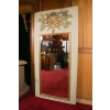Grand Trumeau en partie du 18ème siècle en bois sculpté, doré et peint aux motifs de la richesse paysanne, miroir au mercure. | Biron Grand Trumeau en partie du 18ème siècle en bois sculpté, doré et peint aux motifs de la richesse paysanne, miroir au mercure.