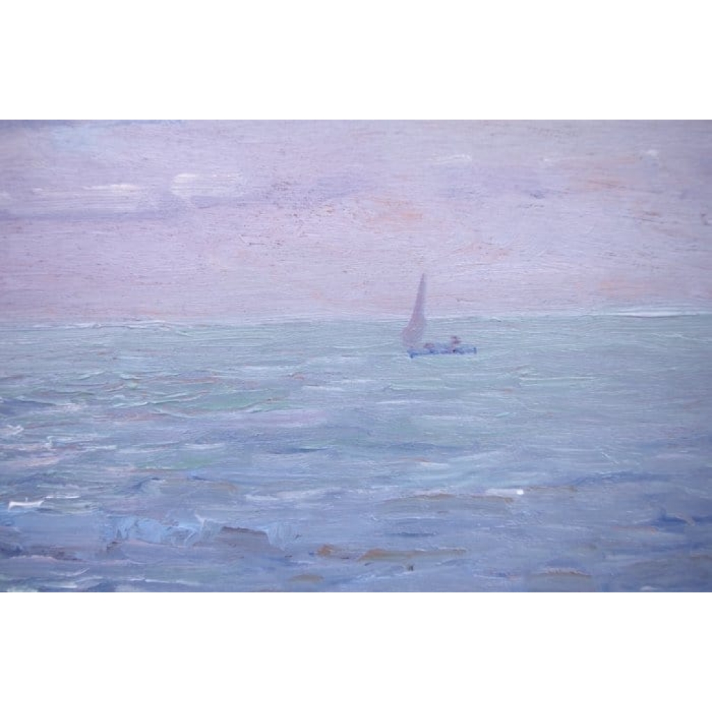 Huile sur panneau, titre au dos "Pescatori" et signé F.Morella, circa 1920
