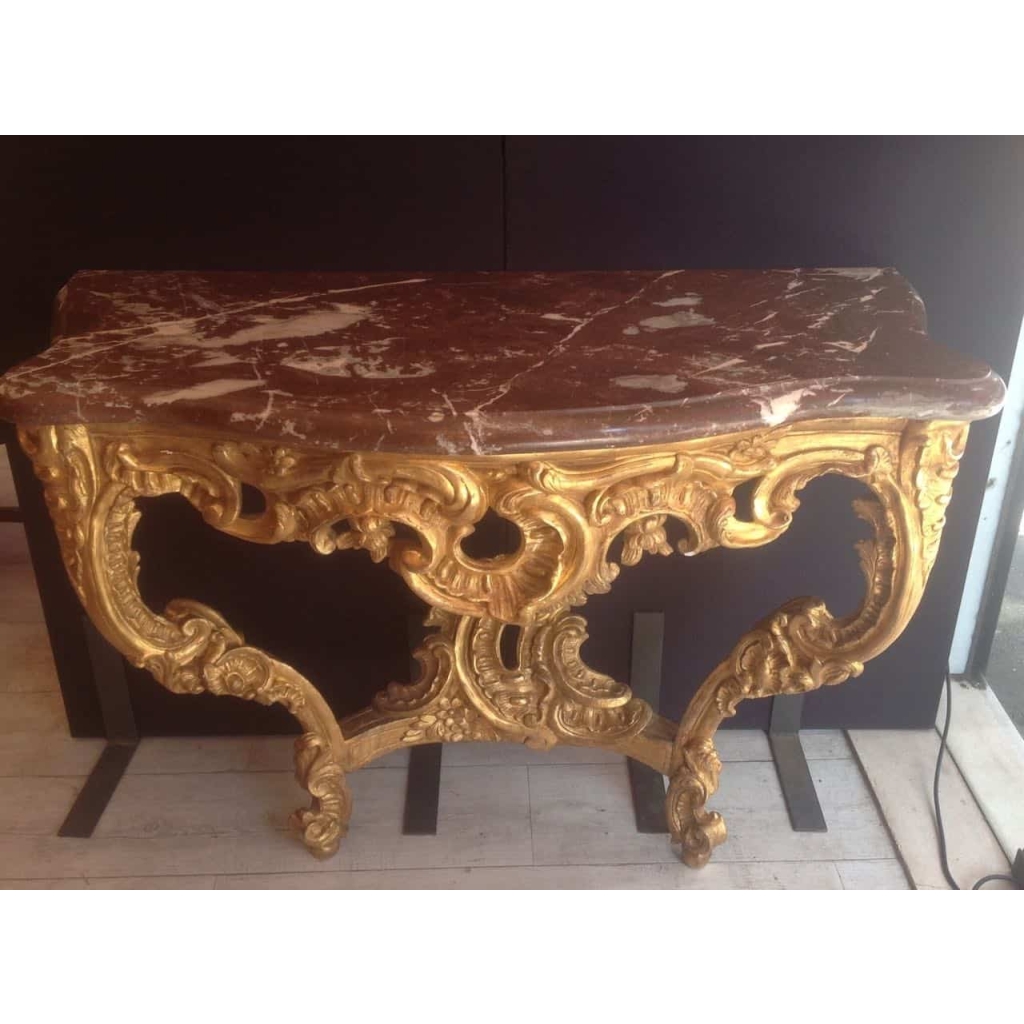 Console d’époque Louis XV en bois doré